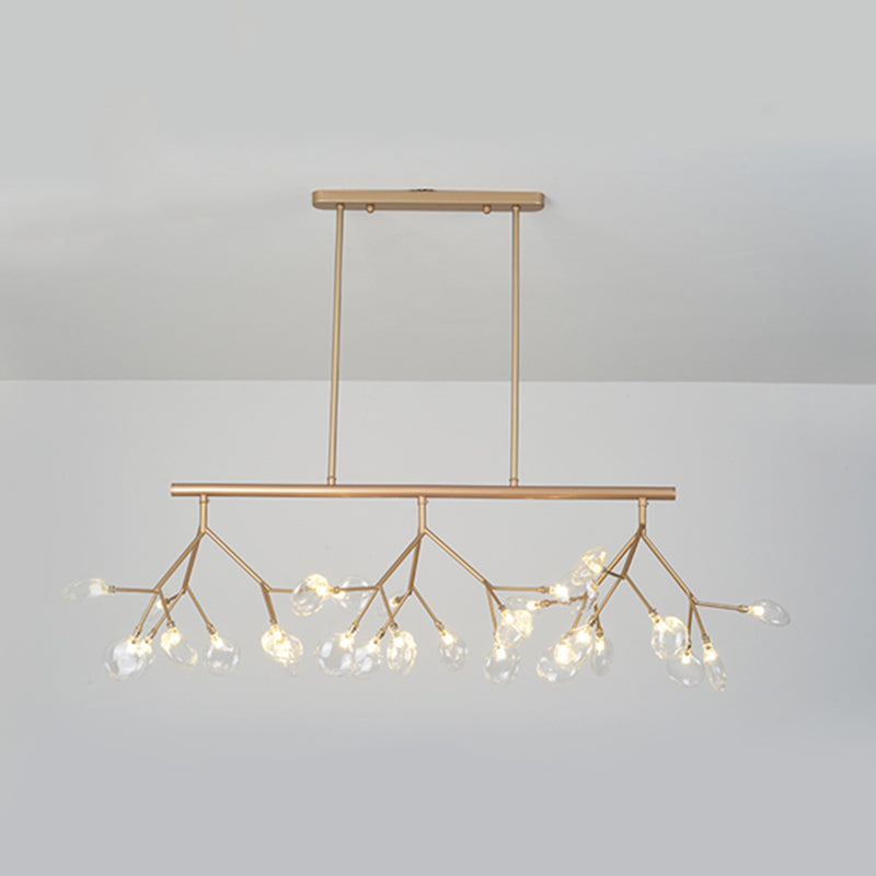 Modern Luxury Firefly Island Pendant Light Wrought Iron Sputnik Ceiling Light with Glass Shade