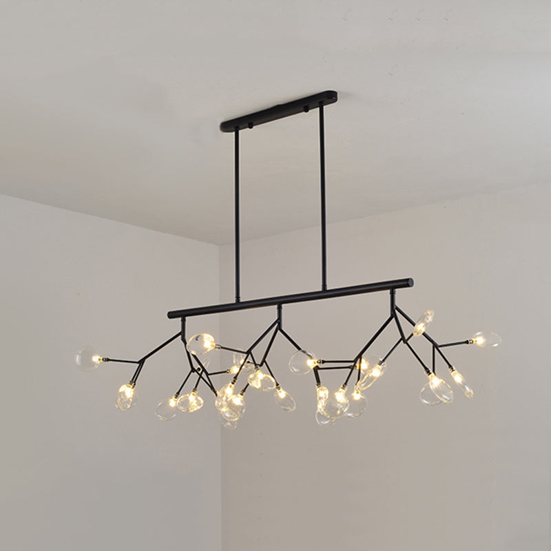 Modern Luxury Firefly Island Pendant Light Wrought Iron Sputnik Ceiling Light with Glass Shade