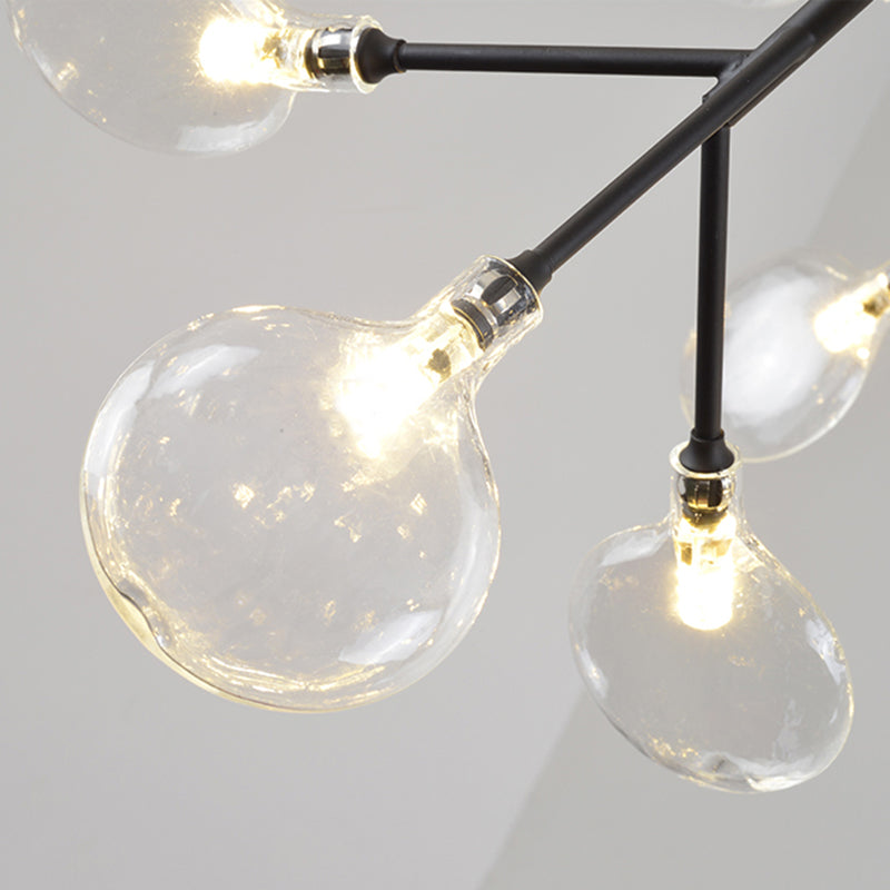 Modern Luxury Firefly Island Pendant Light Wrought Iron Sputnik Ceiling Light with Glass Shade