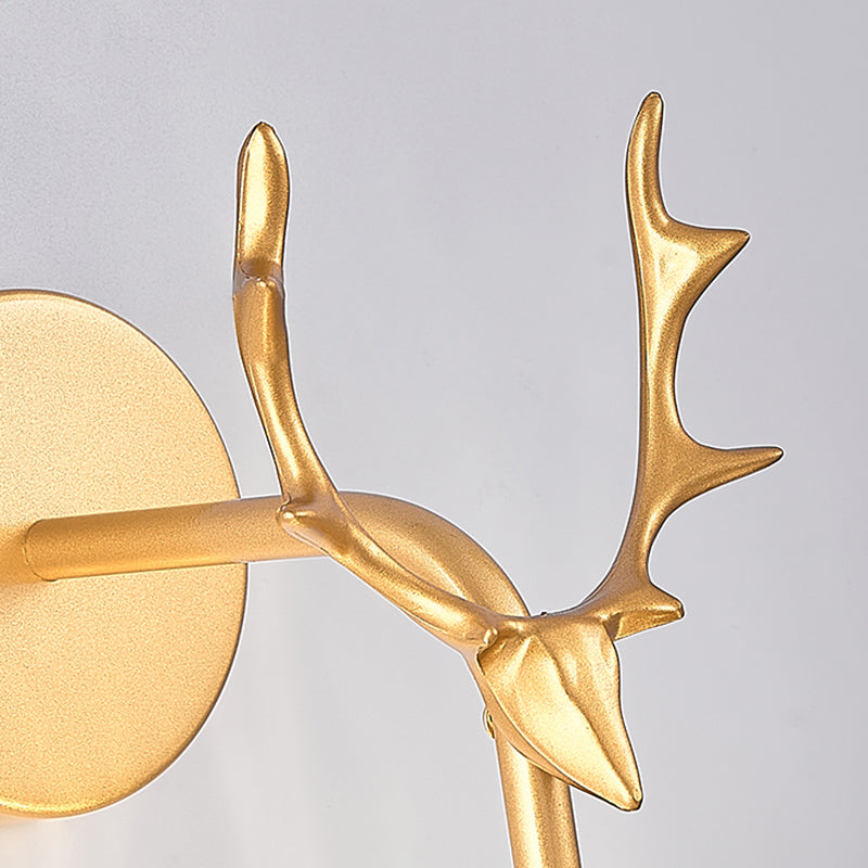 Modern Minimalist Style Spherical Wall Mounted Light Fixture Glass Wall Sconce Lighting with Antlers