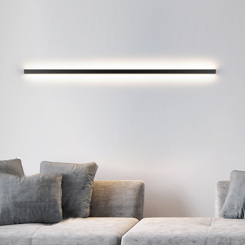 Modern Minimalist Style Linear Flush Mount Wall Sconce Aluminum Wall Mount Light Fixture in Black Finish
