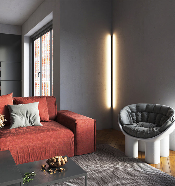 Modern Minimalist Style Linear Flush Mount Wall Sconce Aluminum Wall Mount Light Fixture in Black Finish