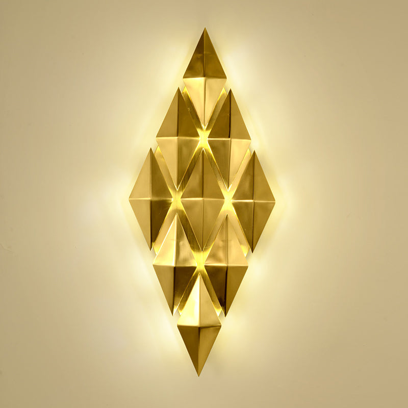 Electroplated Gold Diamond-shaped Wall Lamp Post-modern Style Metal Geometric Sconce Lights for Living Room
