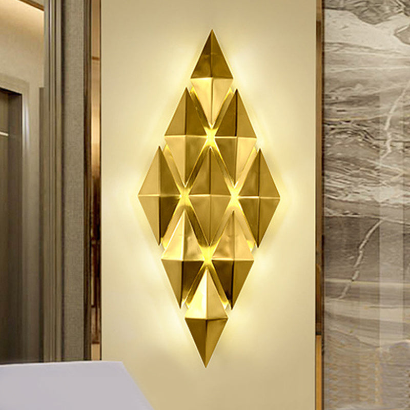 Electroplated Gold Diamond-shaped Wall Lamp Post-modern Style Metal Geometric Sconce Lights for Living Room