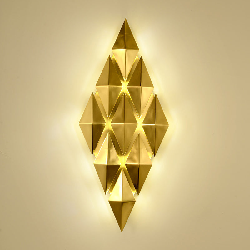Electroplated Gold Diamond-shaped Wall Lamp Post-modern Style Metal Geometric Sconce Lights for Living Room