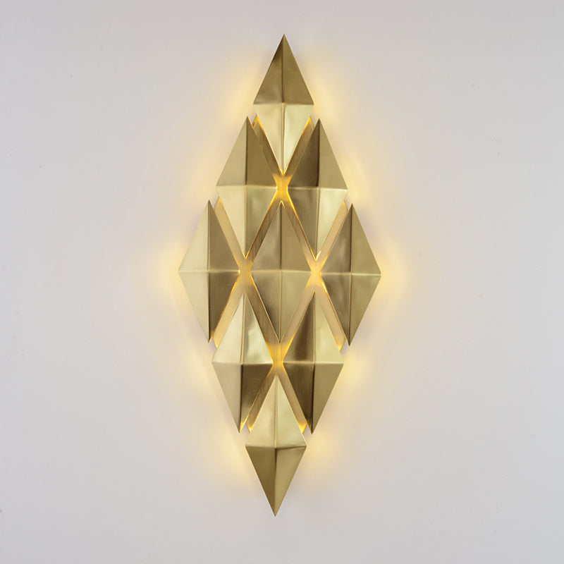 Electroplated Gold Diamond-shaped Wall Lamp Post-modern Style Metal Geometric Sconce Lights for Living Room
