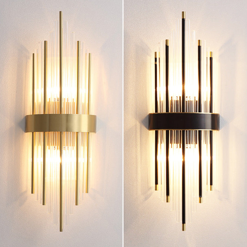 Transparente Kristall-LED-Wandlampe 23,5 "H Postmoderne Kupferleuchten für Wohnzimmer