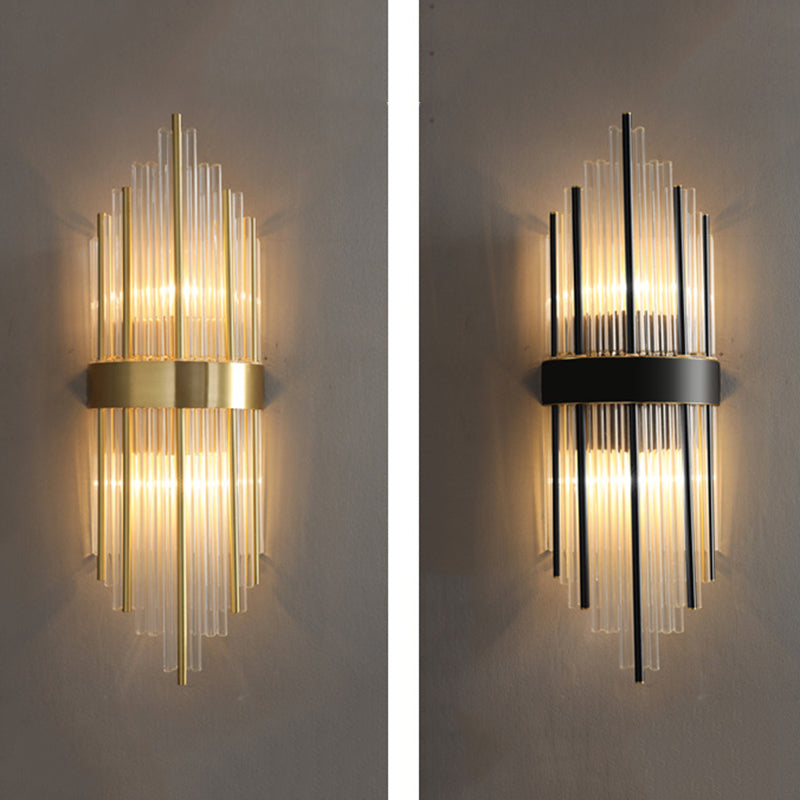 Transparente Kristall-LED-Wandlampe 23,5 "H Postmoderne Kupferleuchten für Wohnzimmer