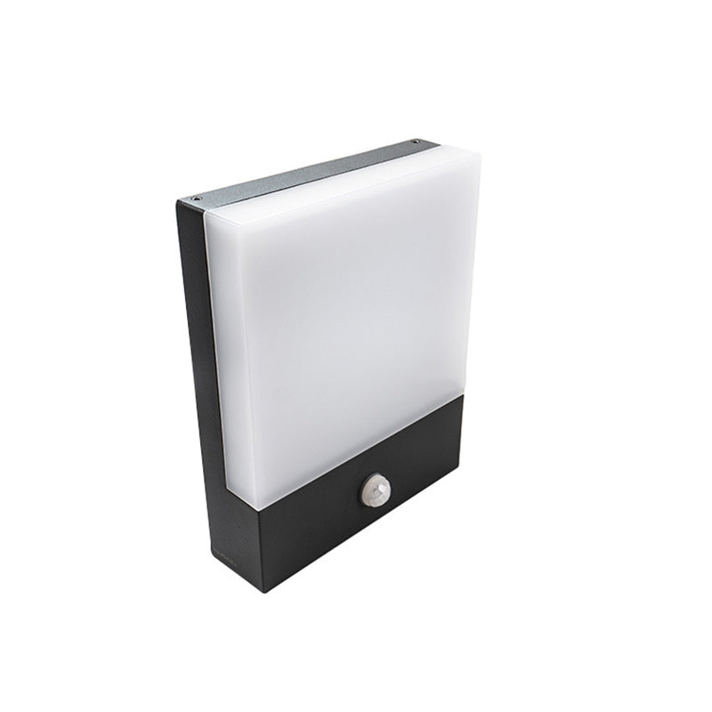 7,8 inch Hoogte rechthoekige acryl wandlamp Moderne eenvoud Outdoor Waterdichte sensor wandlicht in zwart