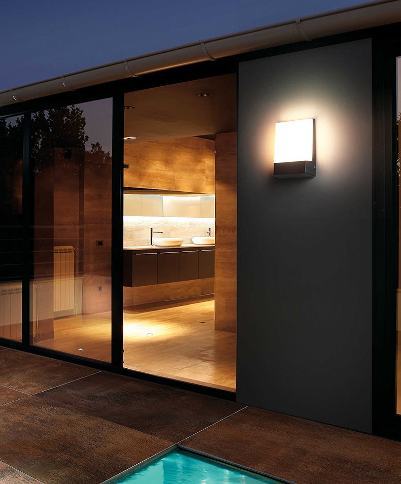 7,8 inch Hoogte rechthoekige acryl wandlamp Moderne eenvoud Outdoor Waterdichte sensor wandlicht in zwart