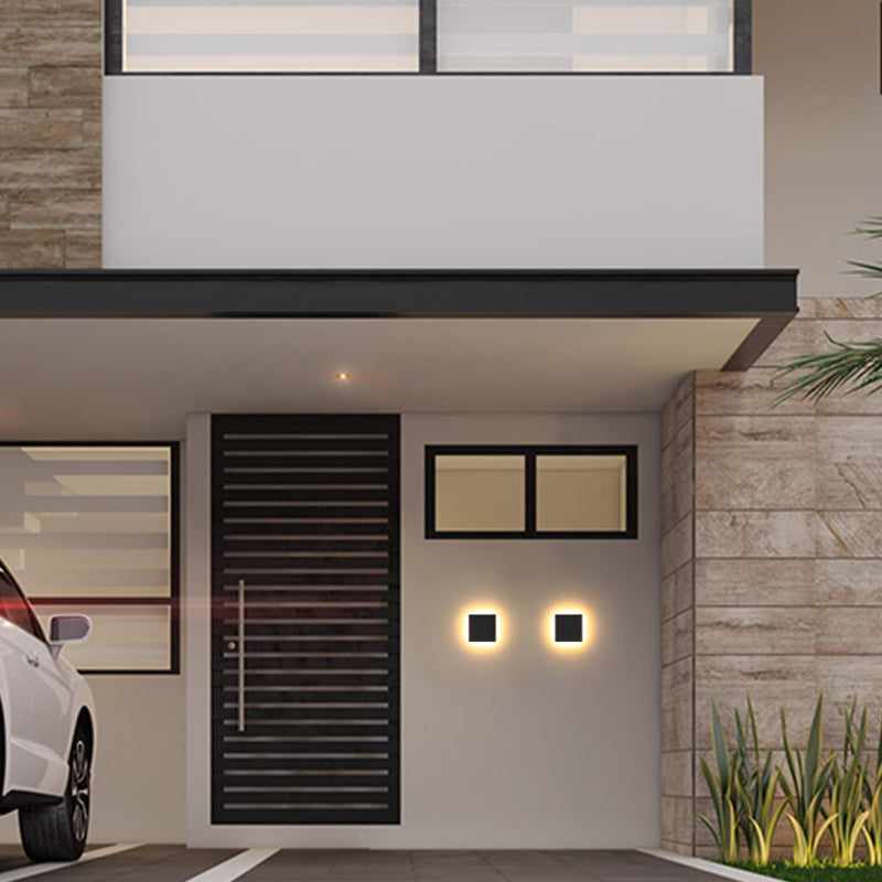 6" Height Simplicity Metal Wall Light Modern Style Geometric Patio Aisle Sconce Light in Frosted Black