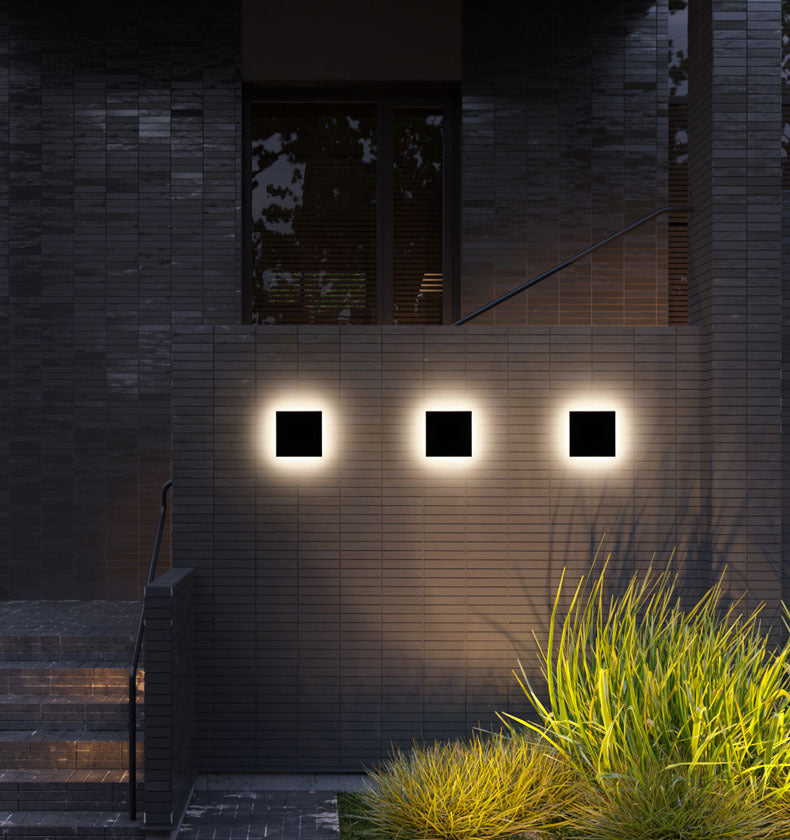 6" Height Simplicity Metal Wall Light Modern Style Geometric Patio Aisle Sconce Light in Frosted Black