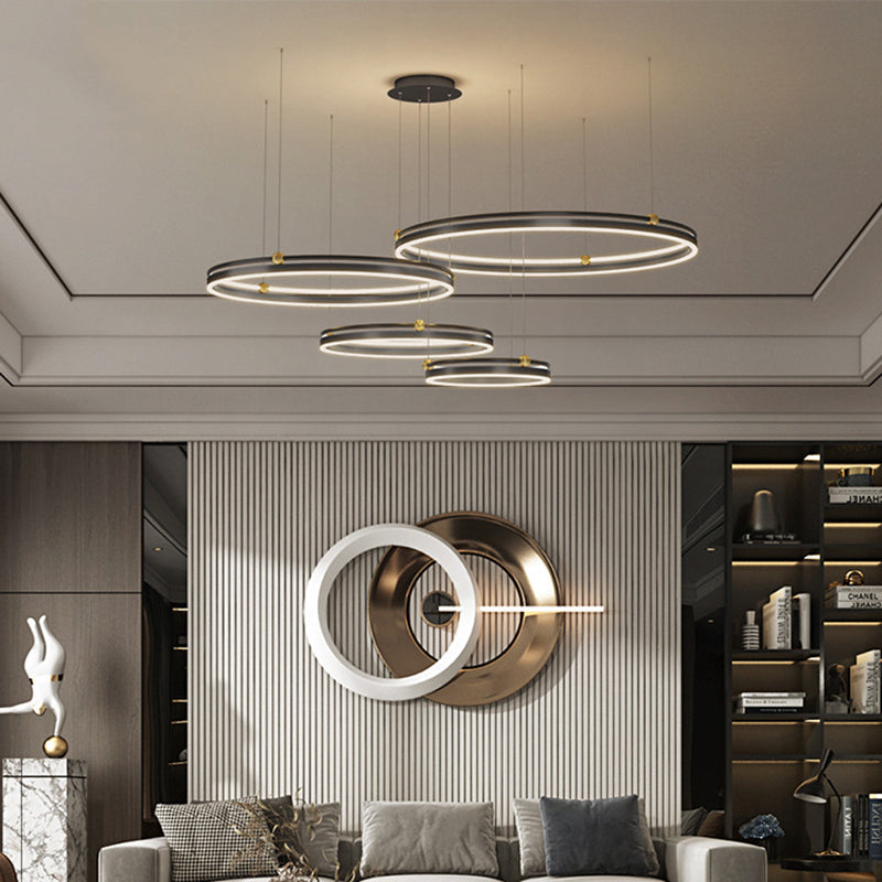 Metall mehrstufige Kronleuchterleuchte Moderne LED-Kaffee Kronleuchter Anhänger Licht