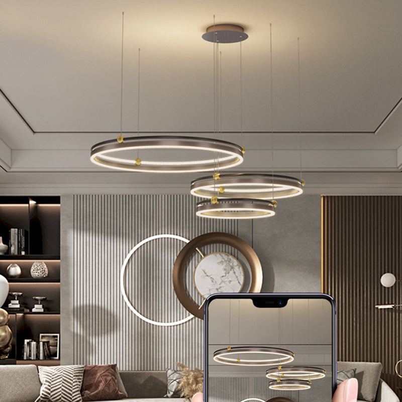 Metall mehrstufige Kronleuchterleuchte Moderne LED-Kaffee Kronleuchter Anhänger Licht