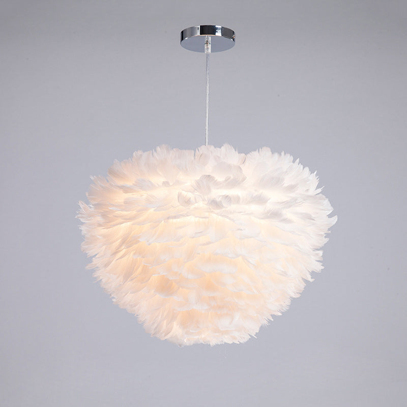 Eigentijdse bol kroonluchter hanger lichte veer gesuspendeerd verlichting voor slaapkamer