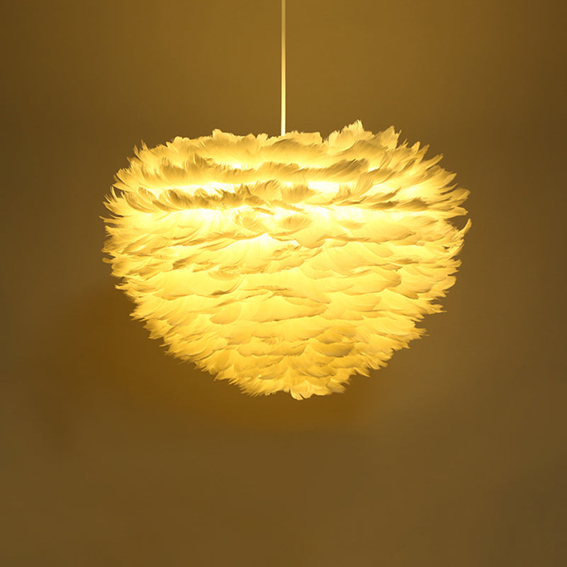 Eigentijdse bol kroonluchter hanger lichte veer gesuspendeerd verlichting voor slaapkamer