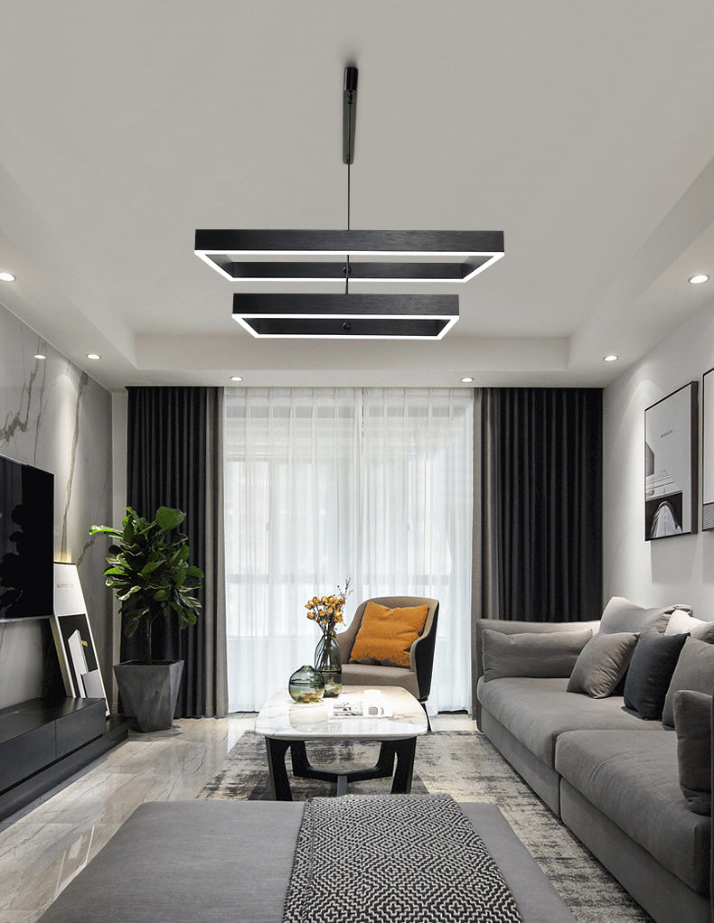 Accesorio de iluminación colgante de 2 niveles metal lámpara de colgante de estilo LED en negro