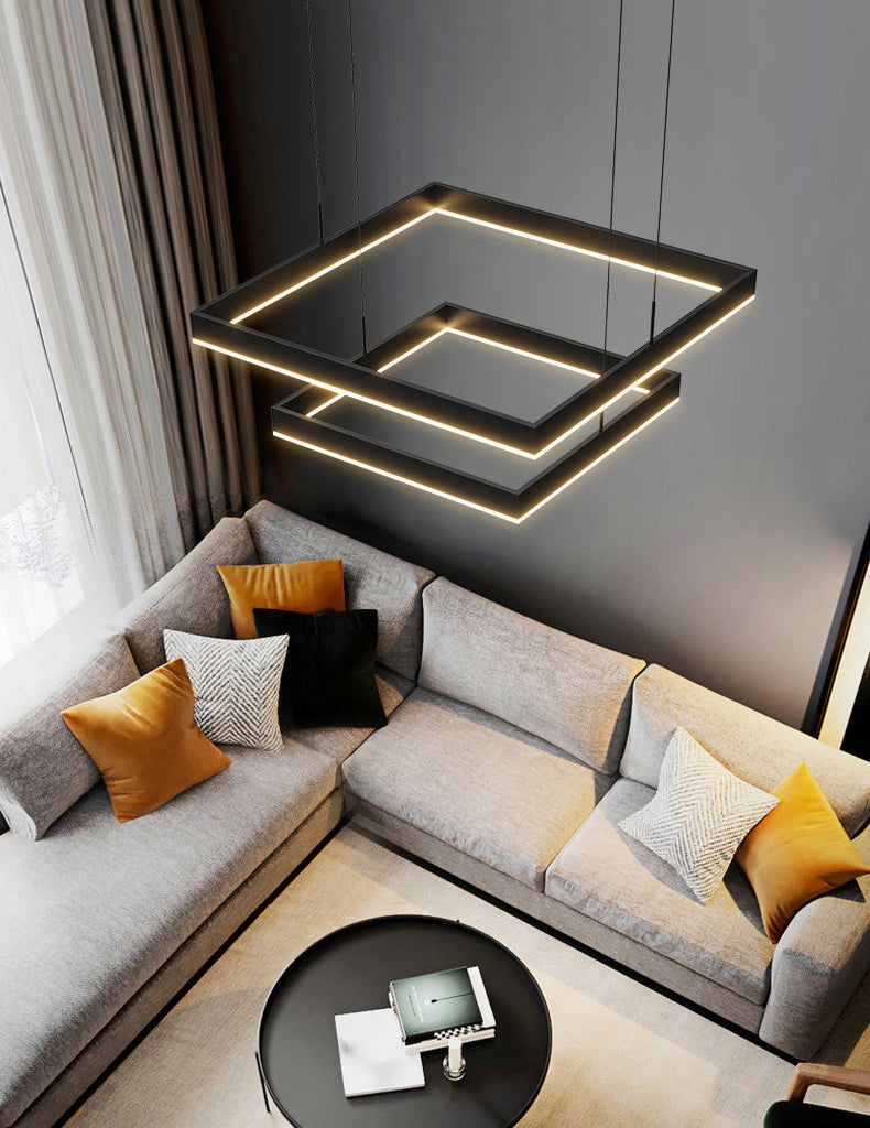 Accesorio de iluminación colgante de 2 niveles metal lámpara de colgante de estilo LED en negro