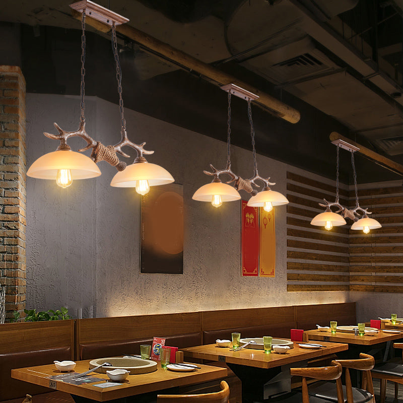 White Bowl Pendant Lighting Fixture Traditional Metal Restaurant Ceiling Pendant Light