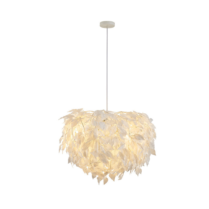 Sphere Feather Chandelier Pendant Light Contemporary Bedroom Suspended Lighting Fixture
