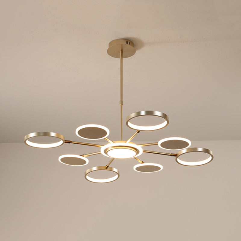 Nordic Style LED Hanging Light Fixture Circles Hanging Chandelier with Metal Shade