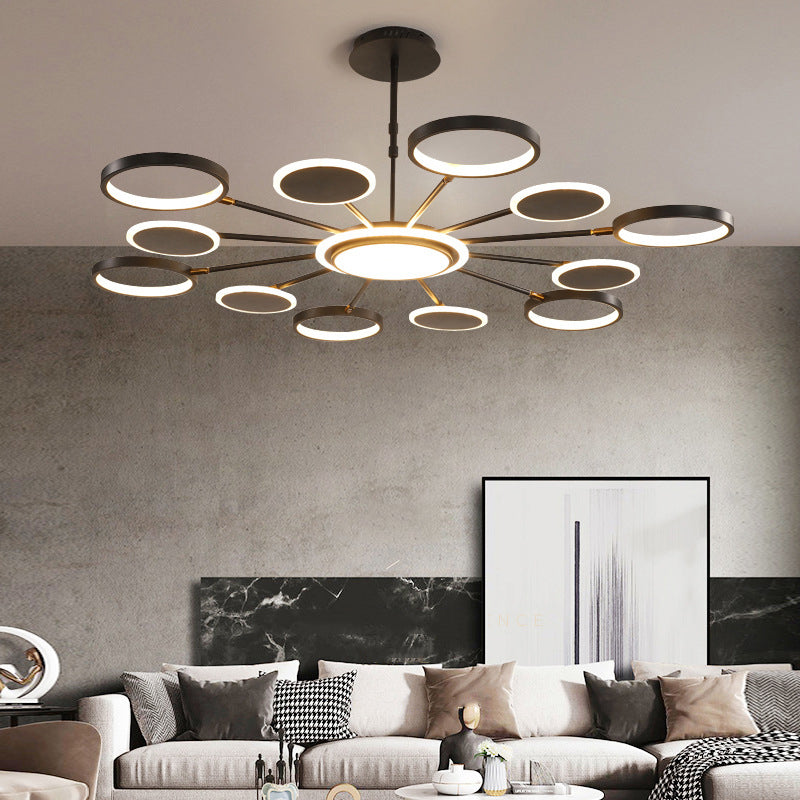 Nordic Style LED Hanging Light Fixture Circles Hanging Chandelier with Metal Shade