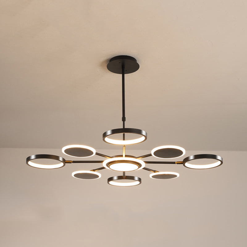 Nordic Style LED Hanging Light Fixture Circles Hanging Chandelier with Metal Shade