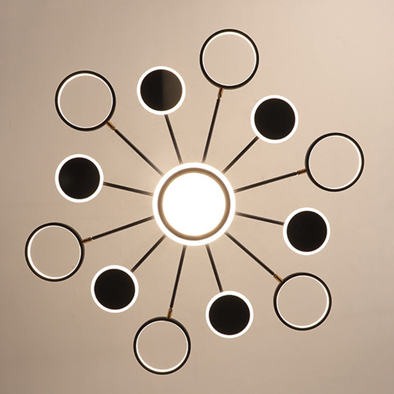 Nordic Style LED Hanging Light Fixture Circles Hanging Chandelier with Metal Shade