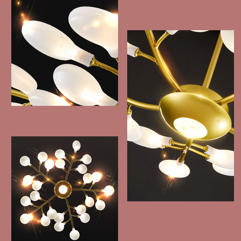 Wrought Iron Firefly Pendant Light in Modern Luxury Style Acrylic Sputnik Ceiling Light for Living Room