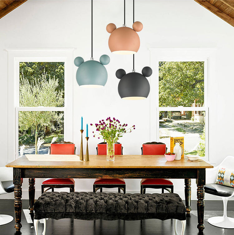 7" H Macaroon Style Cartoon Mini Hanging Lamp Nordic Style Solid Wood Simplicity Pendant Light