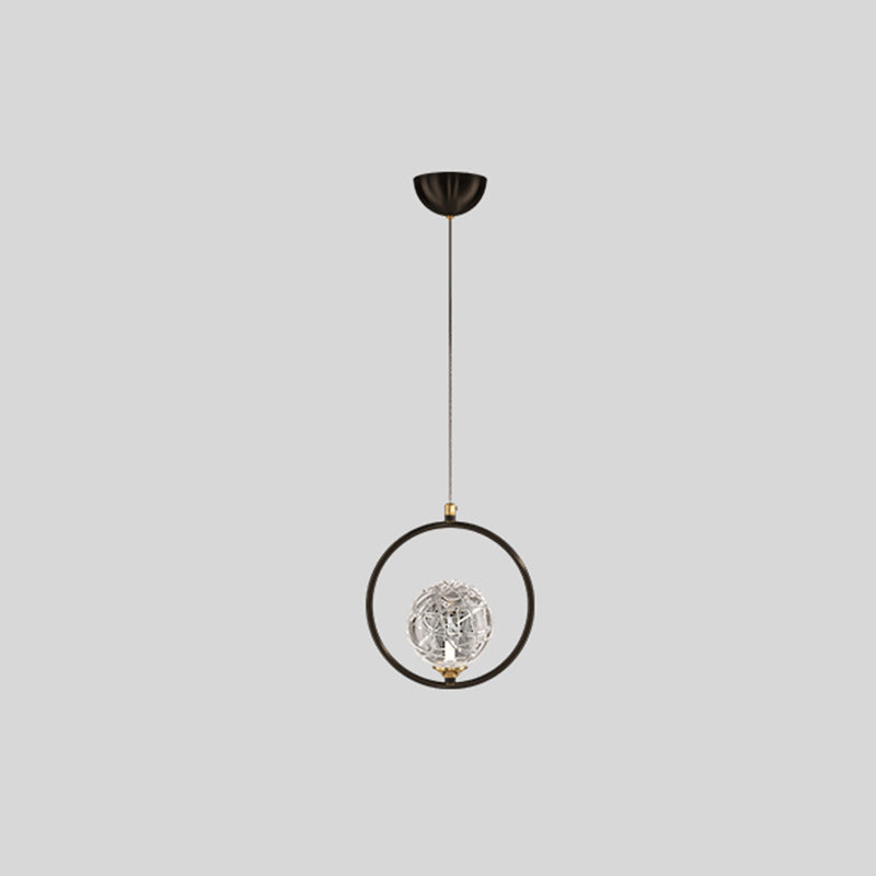 Strukturierte Kristallglaskugel Anhänger Einfachheit 1 Kopfpendel Licht für Schlafzimmer