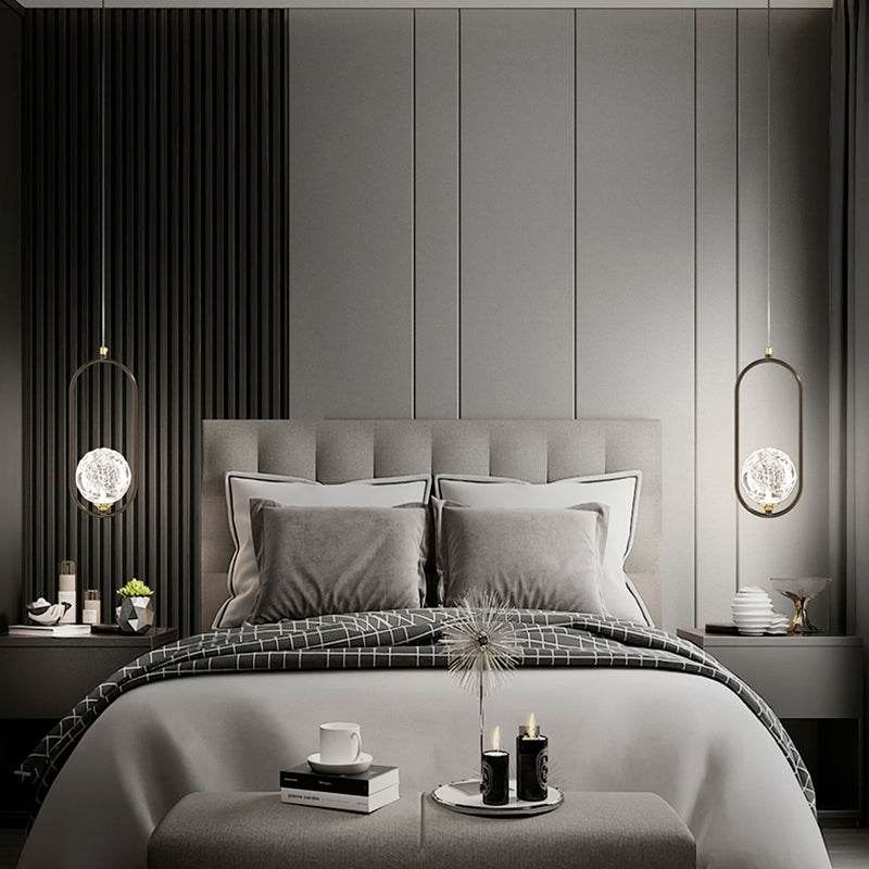 Strukturierte Kristallglaskugel Anhänger Einfachheit 1 Kopfpendel Licht für Schlafzimmer