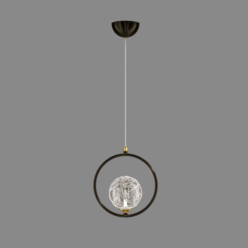 Strukturierte Kristallglaskugel Anhänger Einfachheit 1 Kopfpendel Licht für Schlafzimmer