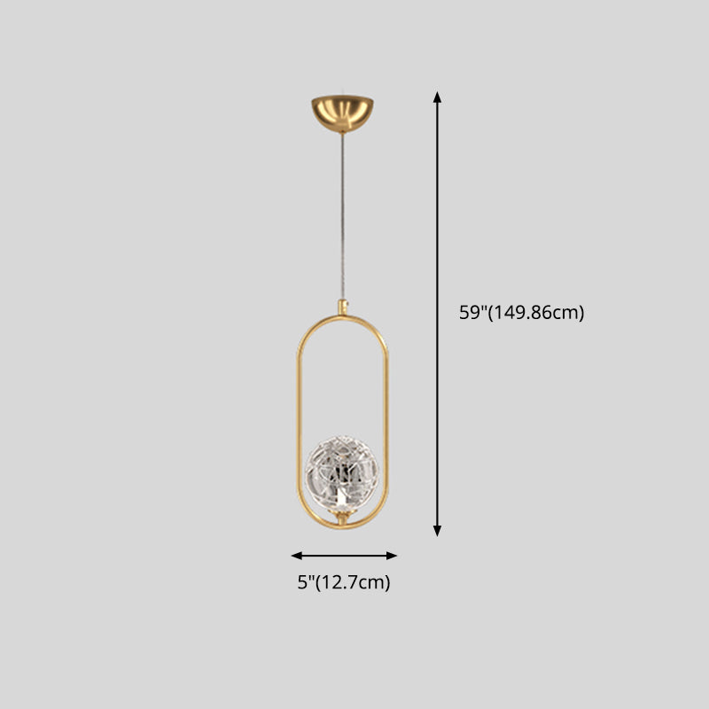 Strukturierte Kristallglaskugel Anhänger Einfachheit 1 Kopfpendel Licht für Schlafzimmer