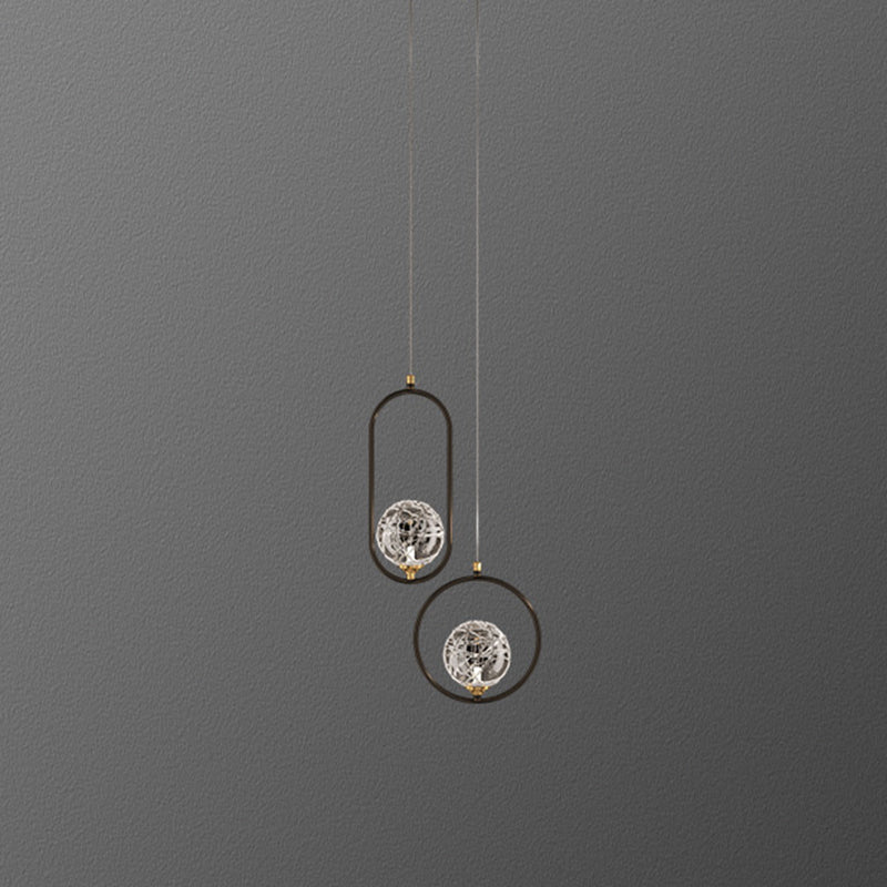 Strukturierte Kristallglaskugel Anhänger Einfachheit 1 Kopfpendel Licht für Schlafzimmer