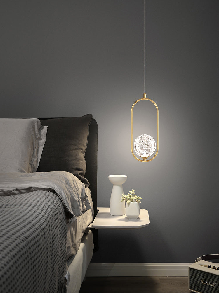 Strukturierte Kristallglaskugel Anhänger Einfachheit 1 Kopfpendel Licht für Schlafzimmer