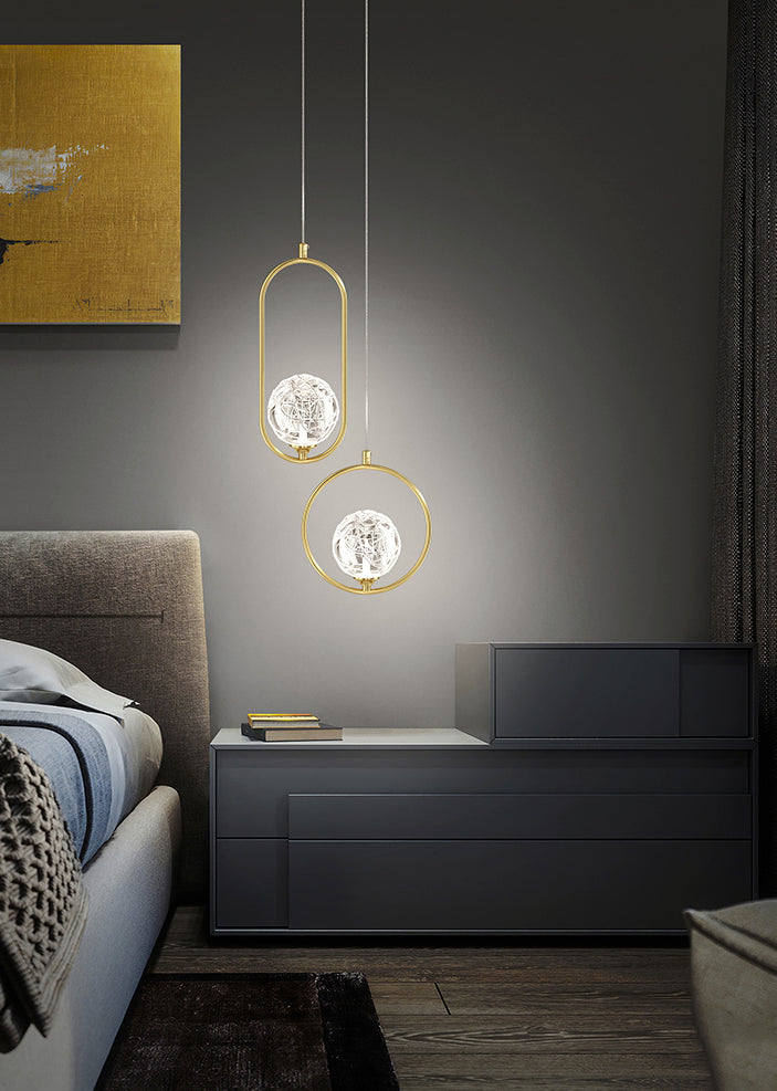 Strukturierte Kristallglaskugel Anhänger Einfachheit 1 Kopfpendel Licht für Schlafzimmer