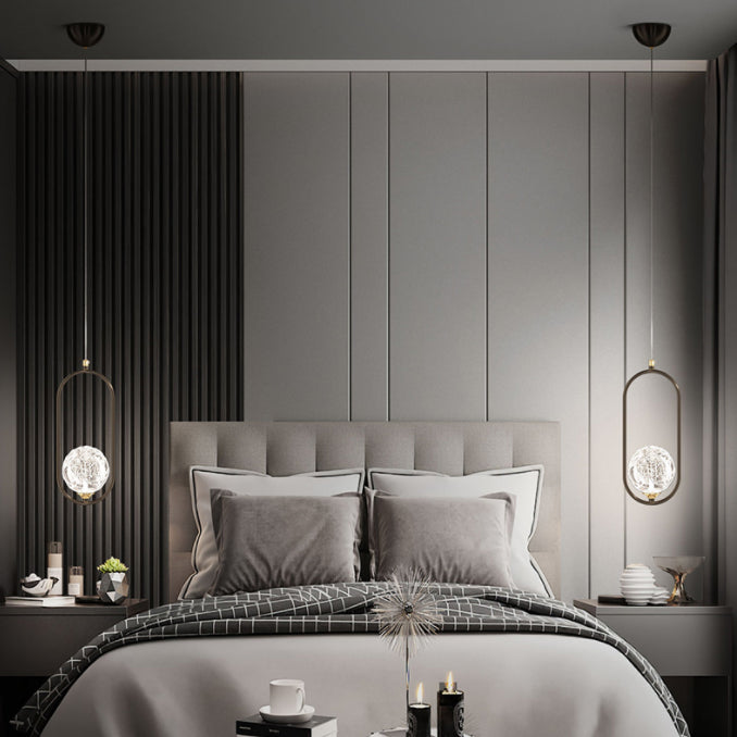 Strukturierte Kristallglaskugel Anhänger Einfachheit 1 Kopfpendel Licht für Schlafzimmer