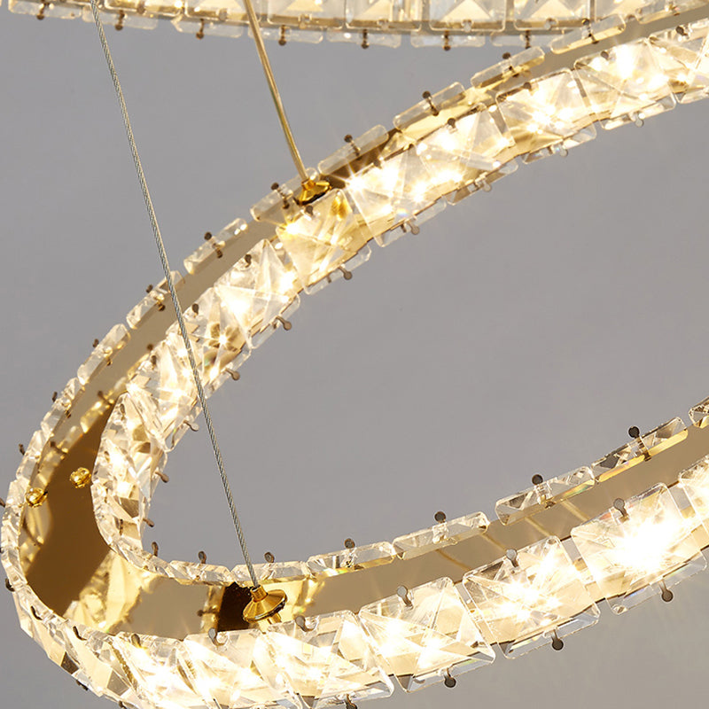 New Modern Gold Tiered Chandelier Light Fixtures Crystal LED Hanging Lamp for Living Room