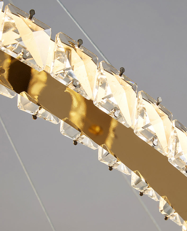 New Modern Gold Tiered Chandelier Light Fixtures Crystal LED Hanging Lamp for Living Room