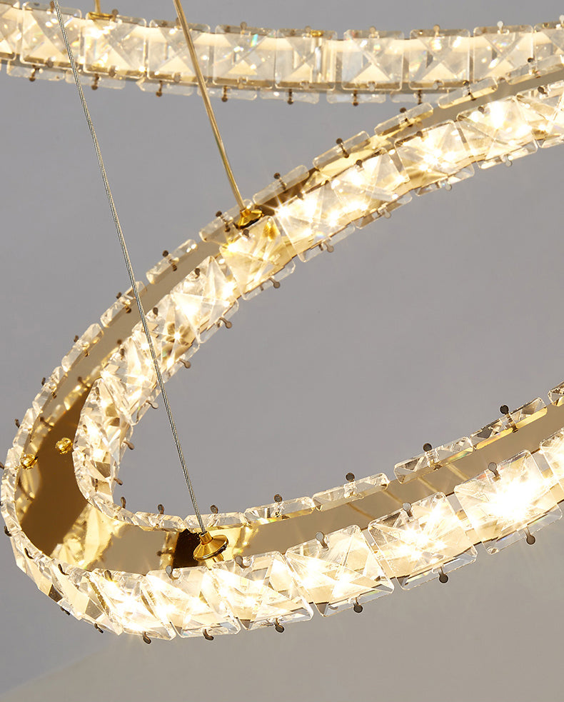 New Modern Gold Tiered Chandelier Light Fixtures Crystal LED Hanging Lamp for Living Room