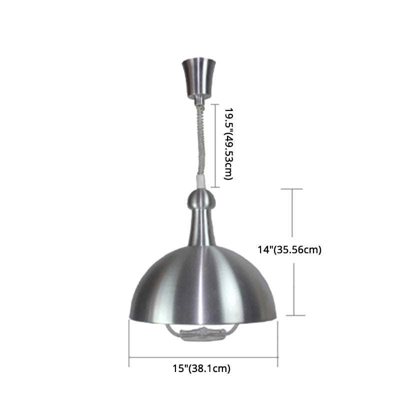 Macaron Hemispherical Suspension Lighting Metal 1-Light Dining Room Pendant Light with Pull Down Handle
