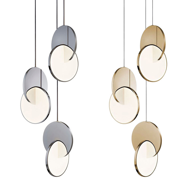 Embedded Round Piece Creative LED Hanging Light Post-modern Style Metal Pendant Lamp for Coffee Shop Restaurants