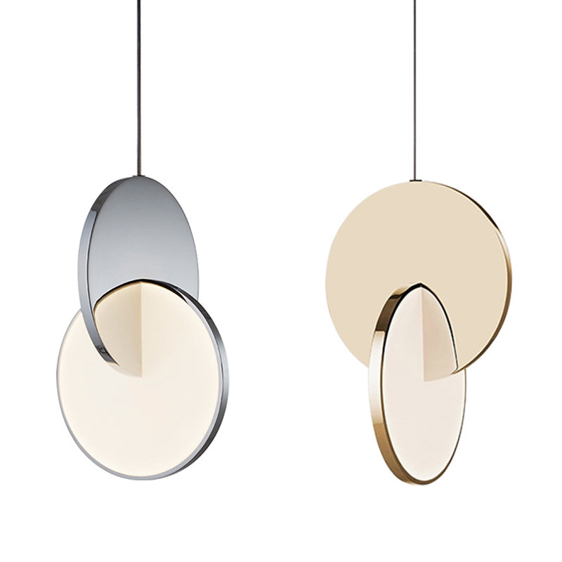 Embedded Round Piece Creative LED Hanging Light Post-modern Style Metal Pendant Lamp for Coffee Shop Restaurants