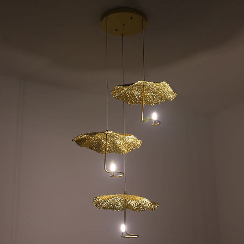 Postmoderne nieuwigheid Hanglamp LICHTING GOUD FOIL LOTUS SUPENSIE Licht met metalen schaduw