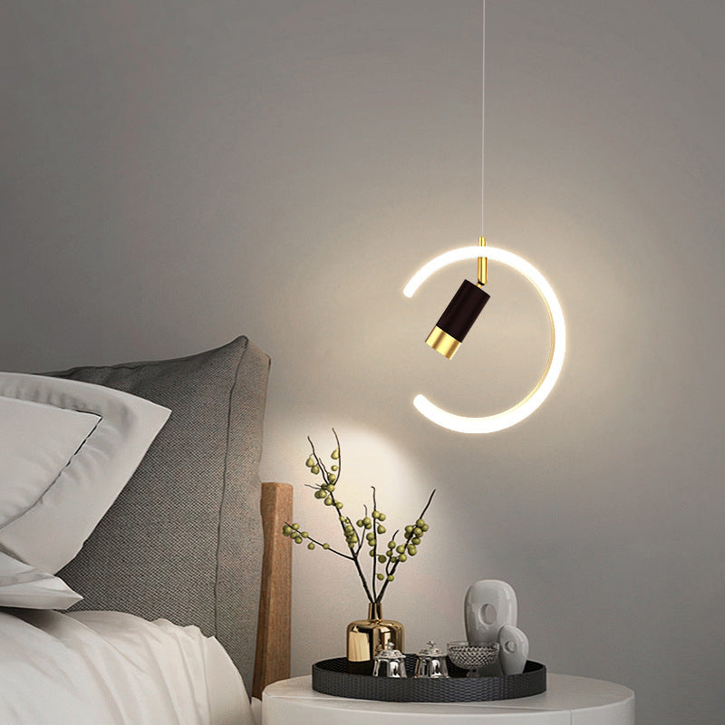 Acrylc C Pendelleuchten Scheinwerfer Einfachheit Schwarz und Gold LED Hängende Lampe für Schlafzimmer