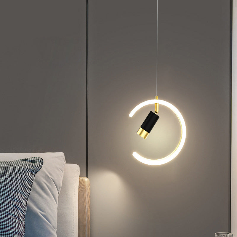 Acrylc C Pendelleuchten Scheinwerfer Einfachheit Schwarz und Gold LED Hängende Lampe für Schlafzimmer