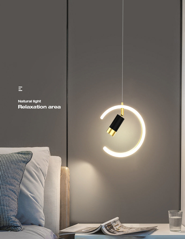 Acrylc C Pendelleuchten Scheinwerfer Einfachheit Schwarz und Gold LED Hängende Lampe für Schlafzimmer