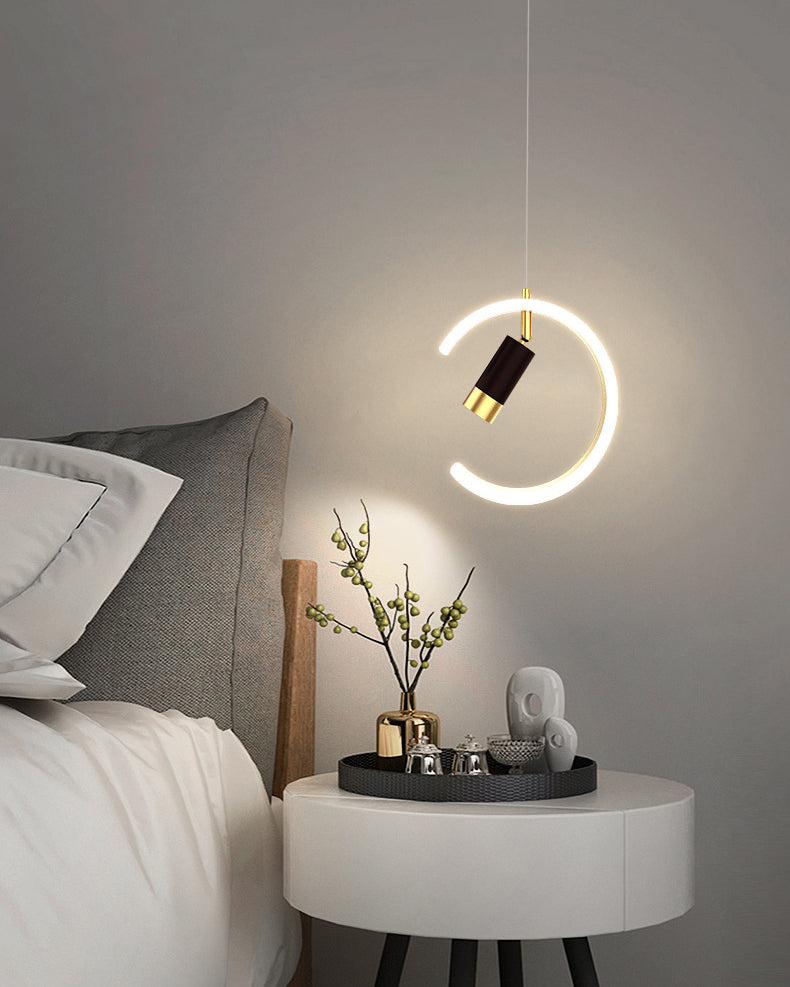 Acrylc C Pendelleuchten Scheinwerfer Einfachheit Schwarz und Gold LED Hängende Lampe für Schlafzimmer