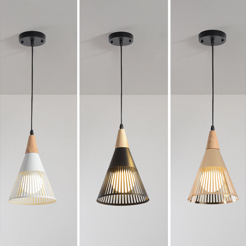 Lámpara de caída de estilo moderno Shuttlecock Hollowed Holfing Lighting con sombra de metal